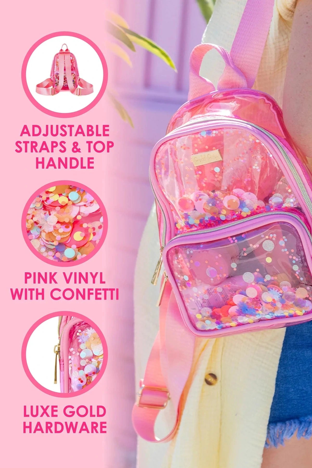 Bring On The Fun Mini Clear Confetti Backpack