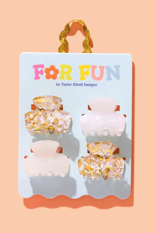 4 pack of pearl and gold confetti colorful mini hair clips for girls and tweens