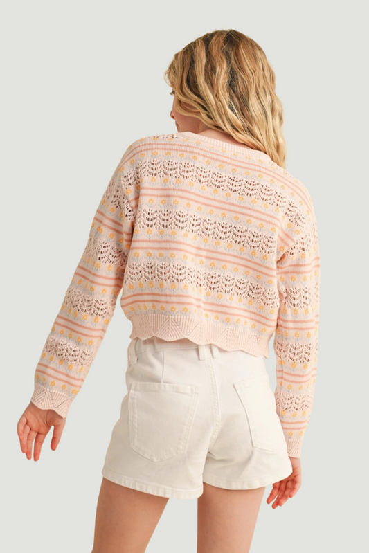 GIrls Flower Pointelle Top