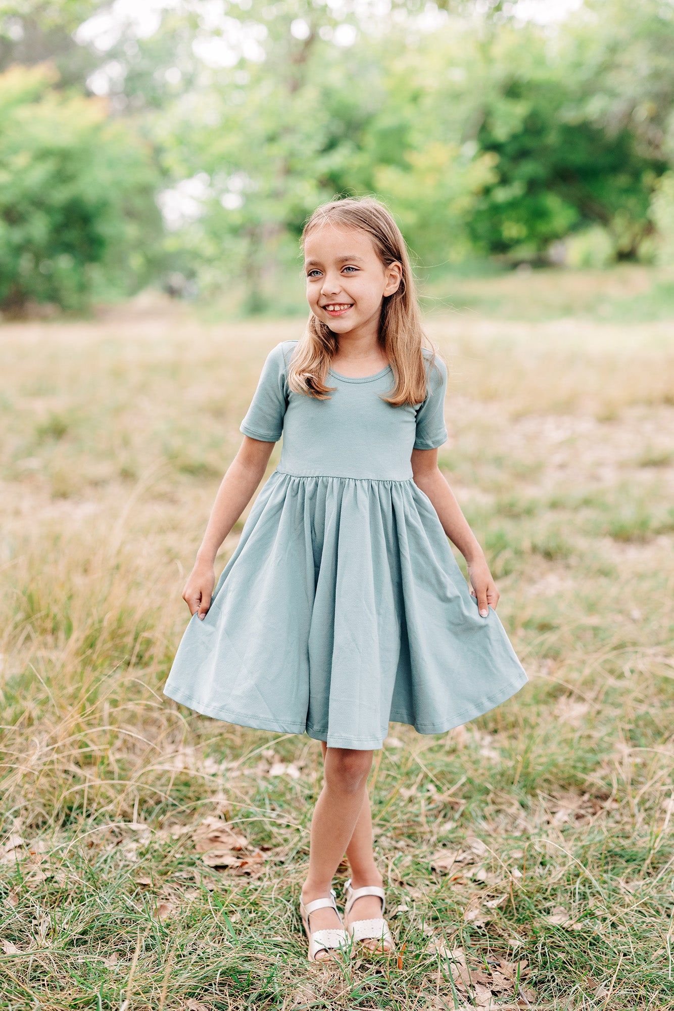 Short Sleeve Ballet Dress - Eggshell Blue - Blossom & Lily