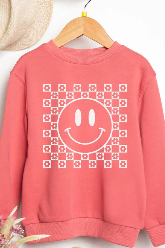 Kids Smiley Face Graphic Sweatshirt - Blossom & Lily