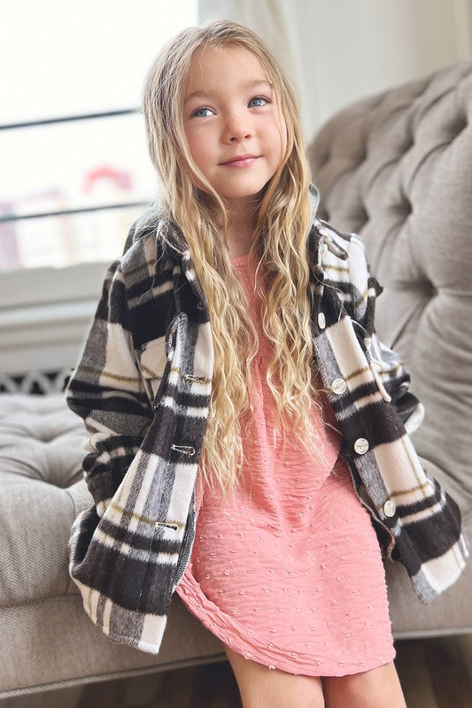 Kids Shirt Jacket With Detachable Hood - Blossom & Lily