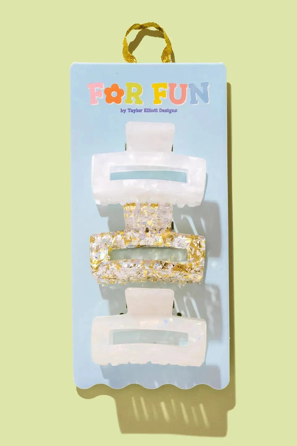 3 pack of hair claw clips for girls, gold, ivory and pearl colors