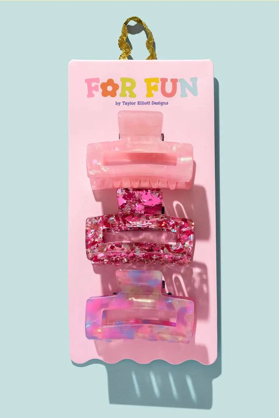 3 pack of pink hair claw clips for girls