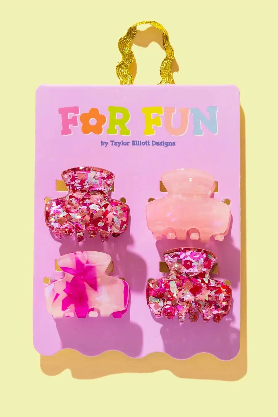 4 pack of pink colorful mini hair clips for girls and tweens