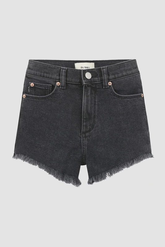 Black denim shorts