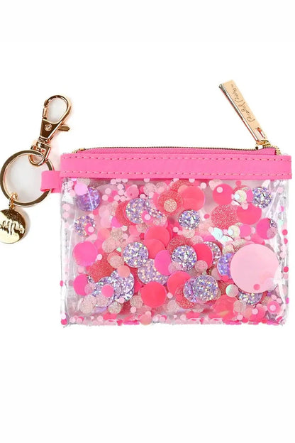 Pink Party Confetti Mini Wallet Keychain