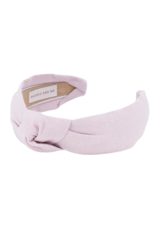 Solid Linen Knotted Headband Pink