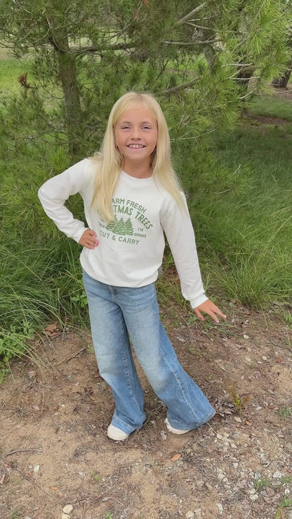 Kids Christmas Tree Farm Premium Graphic Sweatshirt