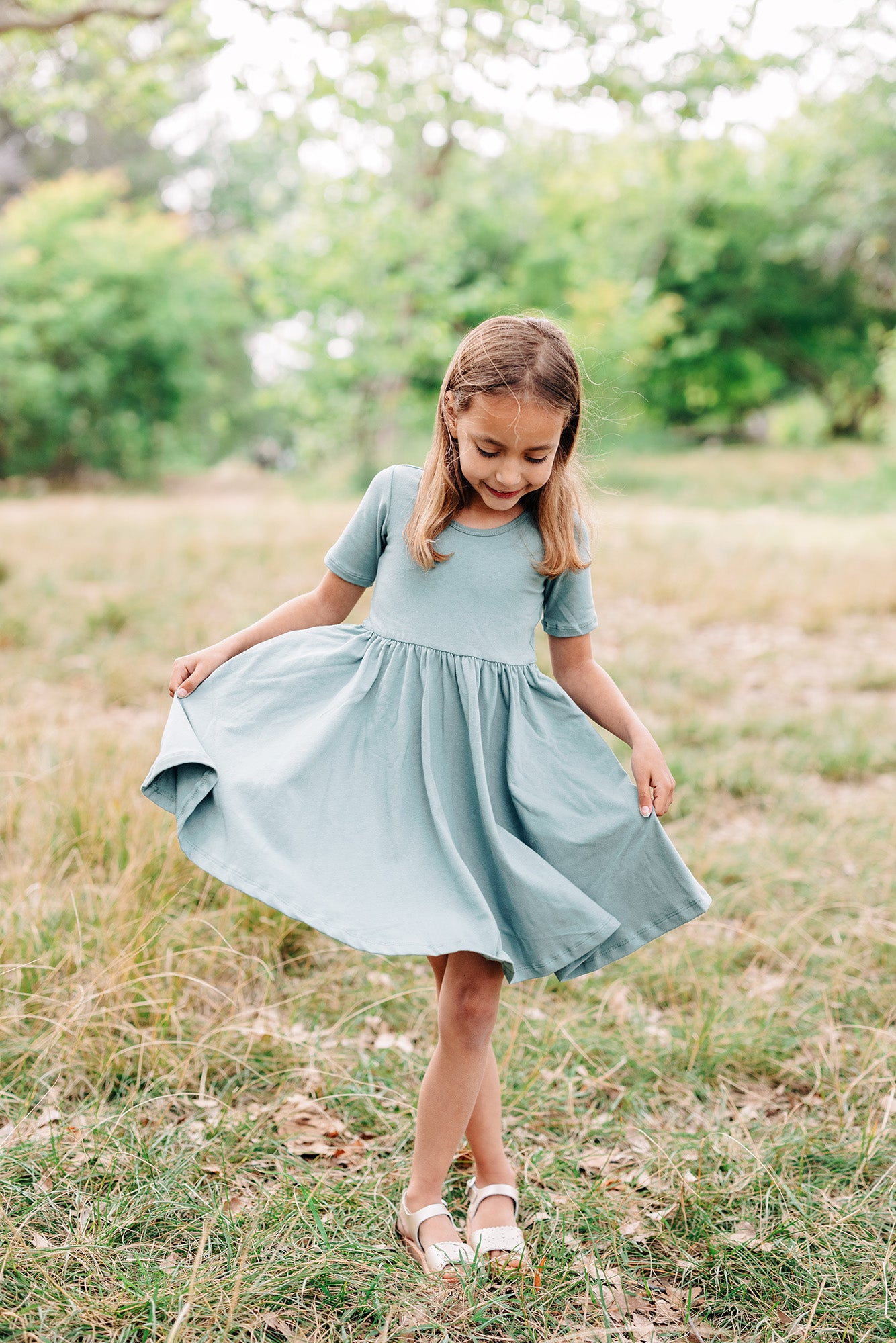 Short Sleeve Ballet Dress - Eggshell Blue