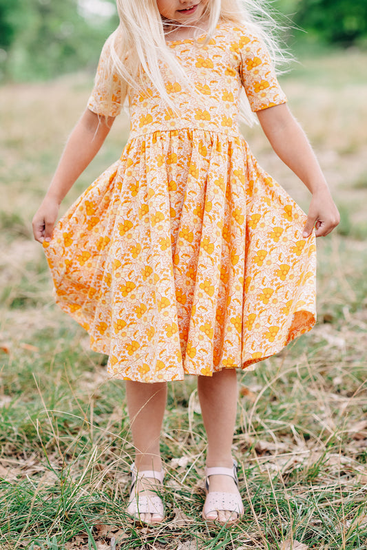 Short Sleeve Ballet Dress - Sunny Flowers