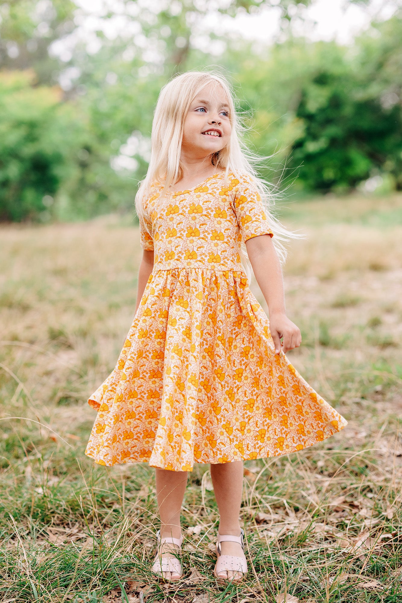 Short Sleeve Ballet Dress - Sunny Flowers