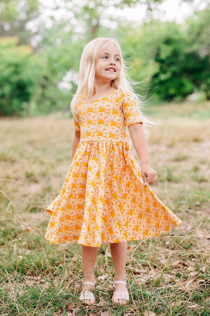 Short Sleeve Ballet Dress - Sunny Flowers