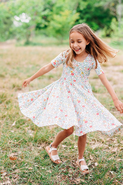 Short Sleeve Ballet Dress - Wild Floral