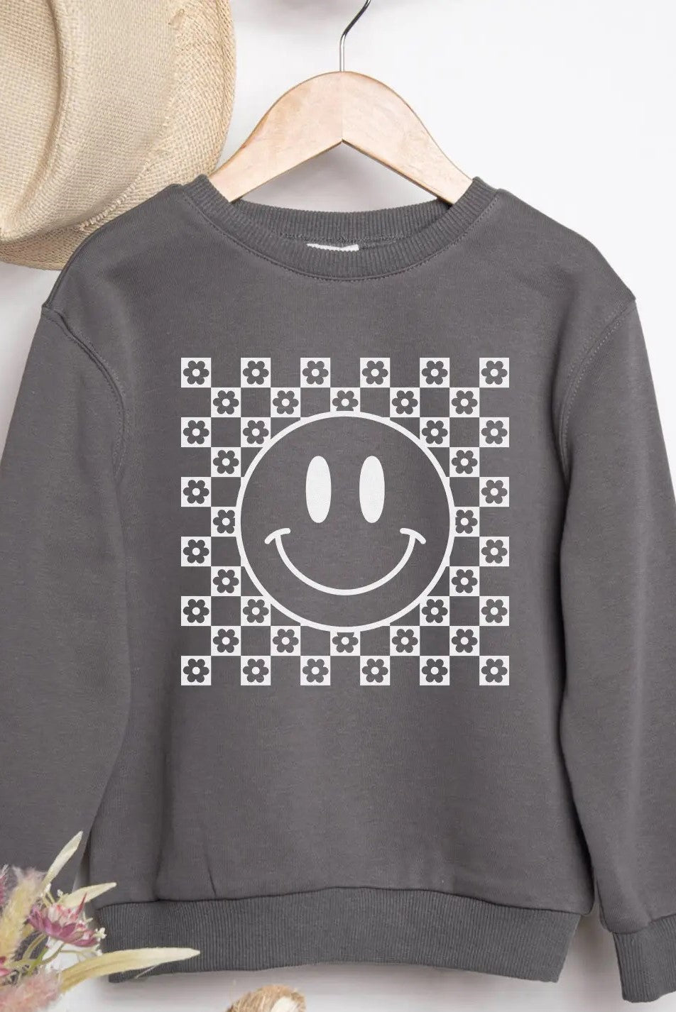 Kids Smiley Face Graphic Sweatshirt - Blossom & Lily
