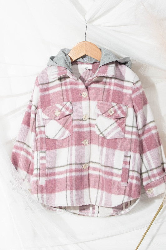 Kids Shirt Jacket With Detachable Hood - Blossom & Lily