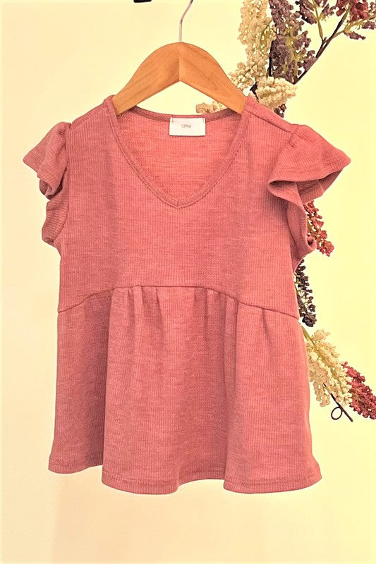 Kids V-Neck Babydoll Ruffled Sleeve Top