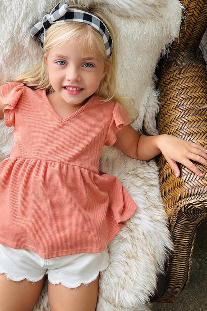 Kids V-Neck Babydoll Ruffled Sleeve Top - Blossom & Lily