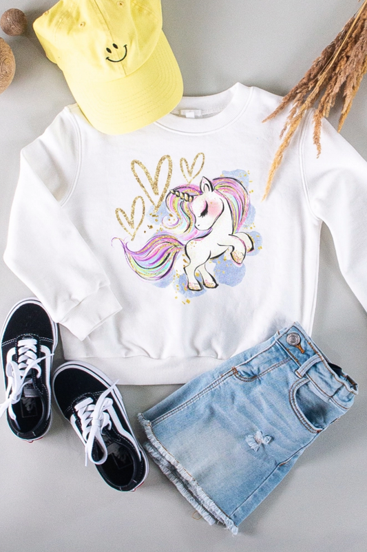 Kids Unicorn Hearts Sweatshirt